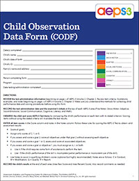 AEPS&#174;-3 Child Observation Data Form