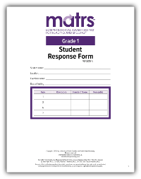 MATRS Student Response Form Grade 1 Version A