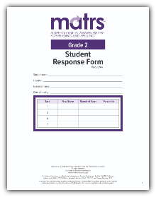 MATRS Student Response Form Grade 2 Version A